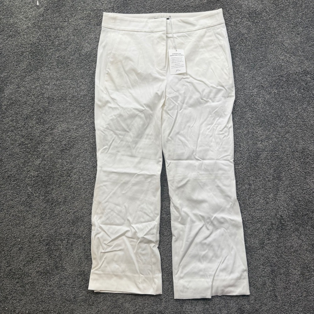 J.Crew Re-Imagined White Wide Leg Perfecting Pocket Trousers Pants Size 6